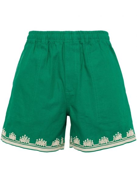 Shorts brodeés en coton Bode vert