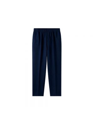 Lniane proste spodnie bawełniane A.p.c. niebieskie