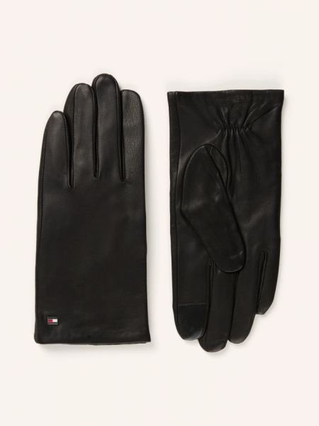 Кожаные перчатки Tommy Hilfiger черные