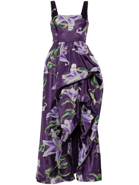 Drapované večerné šaty Marchesa Notte fialová