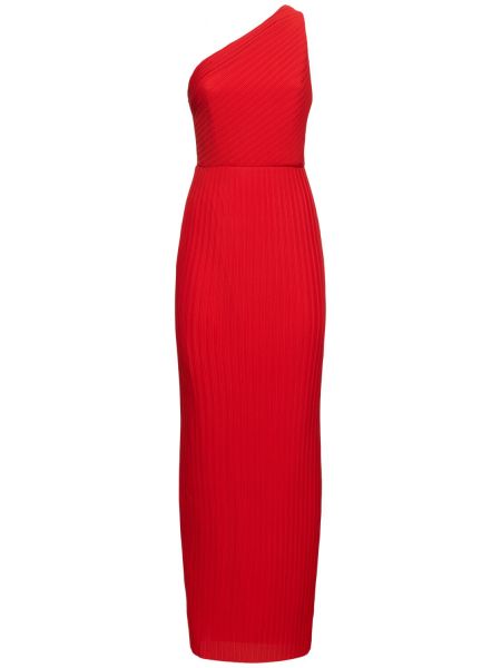 Plisované šifonové dlouhé šaty Solace London červené