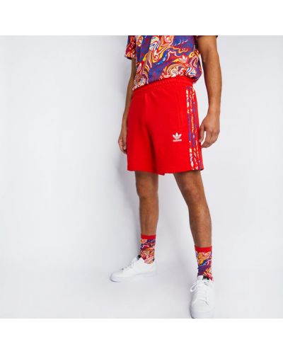 Pantaloncini con stampa Adidas rosso
