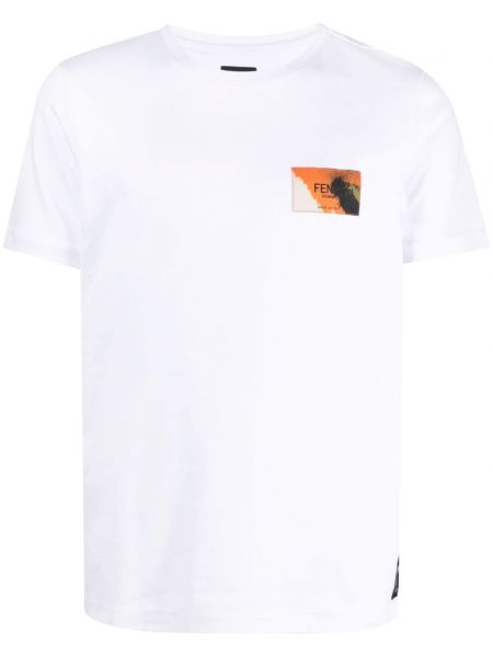 Kokvilnas t-krekls Fendi balts