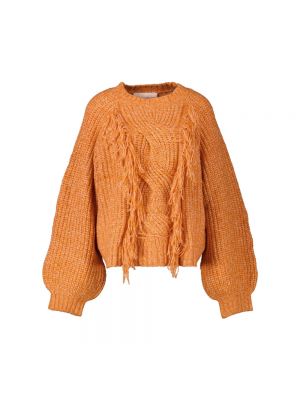 Dzianinowy sweter z okrągłym dekoltem Silvian Heach pomarańczowy