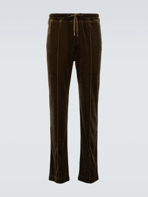 Welurowe spodnie sportowe Tom Ford brązowe