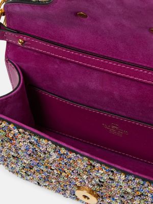 Svilena torbica za čez ramo Valentino Garavani vijolična