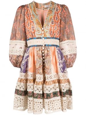 Lanena haljina s printom s paisley uzorkom Zimmermann