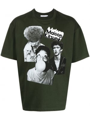T-krekls ar apdruku Maison Kitsuné zaļš
