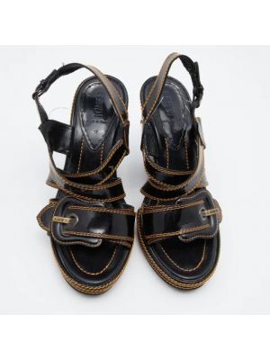 Sandały trekkingowe skórzane Fendi Vintage czarne