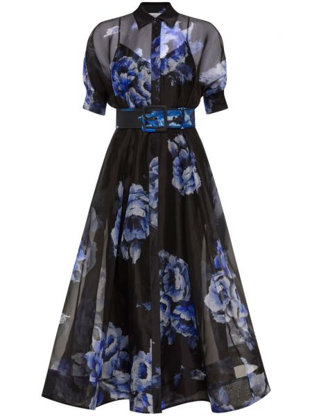 Svilena večerna obleka iz šifona s cvetličnim vzorcem Rebecca Vallance