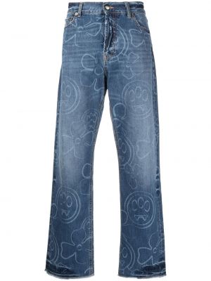 Straight leg jeans con stampa Barrow blu