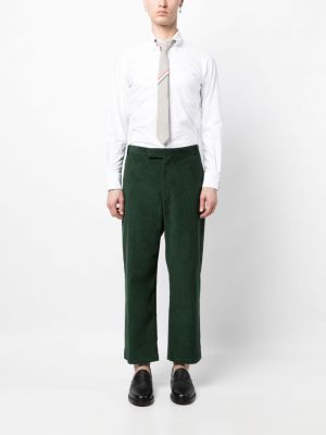 Proste spodnie sztruksowe w paski Thom Browne zielone