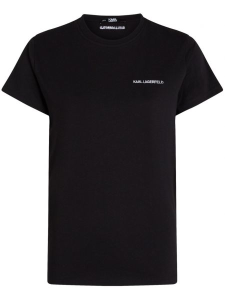 Βαμβακερή μπλούζα με σχέδιο Karl Lagerfeld μαύρο
