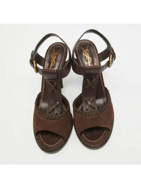 Sandalias de cuero Yves Saint Laurent Vintage marrón