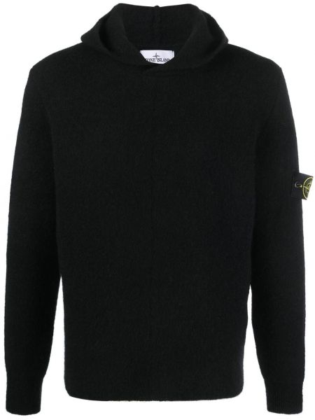 Hoodie i stickad Stone Island svart