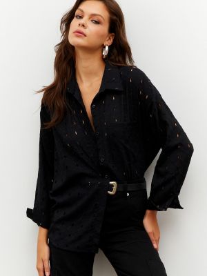 Haftowana koszula z kieszeniami Cool & Sexy czarna