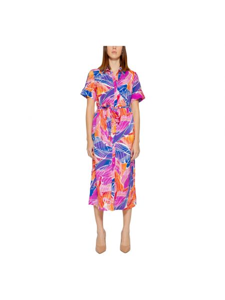 Kleid Vila mit geknöpfter mit kurzen ärmeln pink