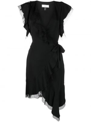 Mini obleka iz tila z draperijo Nissa črna