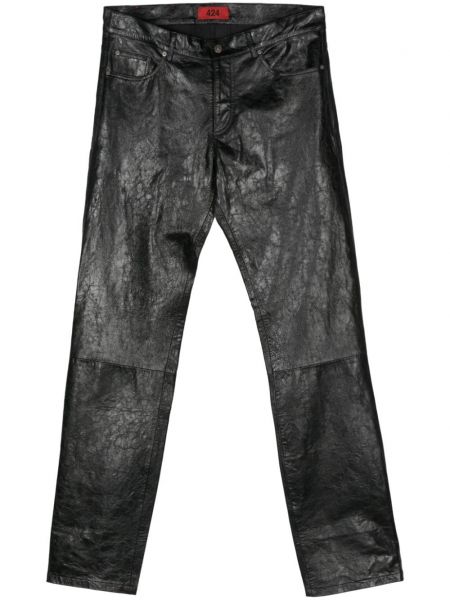 Pantaloni drepti din piele 424 negru