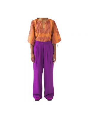 Fioletowe spodnie cargo bawełniane Antik Batik