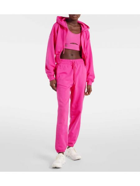 Βαμβακερός μπουφάν από ζέρσεϋ Adidas By Stella Mccartney ροζ