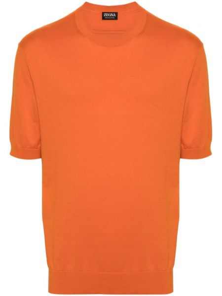 Памучен пуловер Zegna оранжево