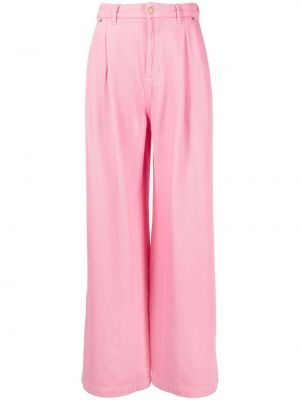 Bavlněné volné kalhoty Essentiel Antwerp - růžová