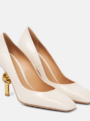 Кожени полуотворени обувки Bottega Veneta бяло