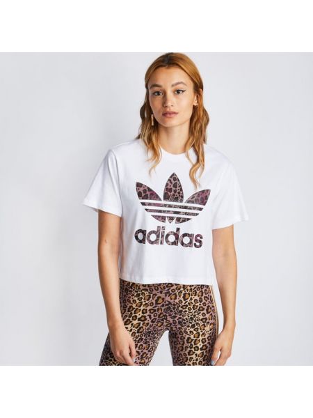 Chemise à imprimé léopard en jersey Adidas blanc