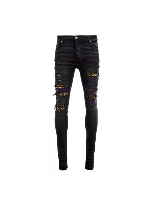 Slim fit skinny jeans mit leopardenmuster Amiri schwarz