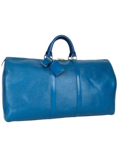 Bolsa de viaje de cuero Louis Vuitton Vintage azul