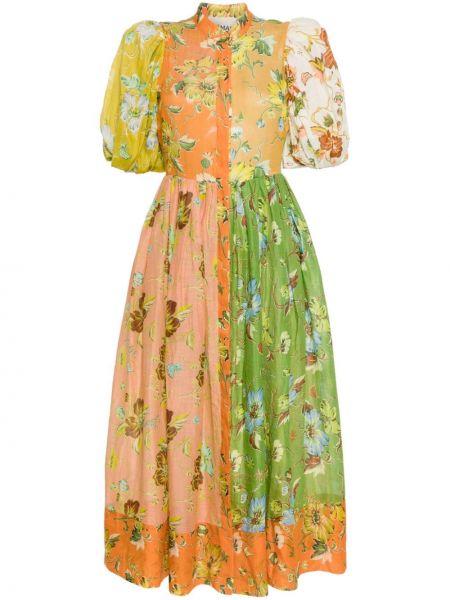Φλοράλ μίντι φόρεμα με σχέδιο Alemais πορτοκαλί