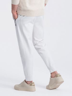 Pantaloni sport Ombre Clothing alb