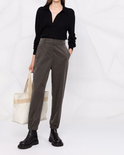 Pantalones rectos de cintura alta Brunello Cucinelli gris