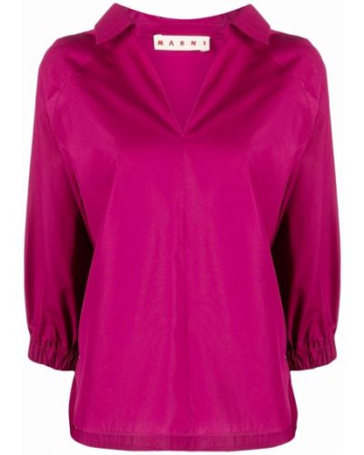 Hemd aus baumwoll mit v-ausschnitt Marni pink