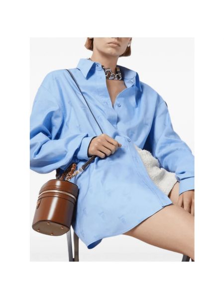 Blusa de algodón de tejido jacquard Gucci azul