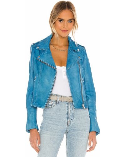 Veste de cuir Lamarque bleu