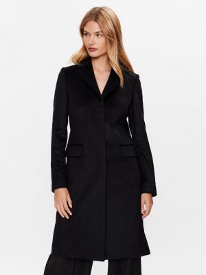 Vlnený priliehavý kabát Calvin Klein čierna