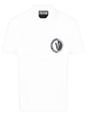Raštuotas medvilninis polo marškinėliai Versace Jeans Couture balta