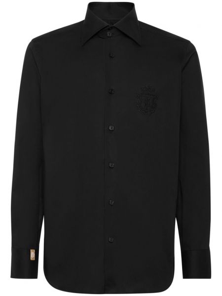 Bavlnená dlhá košeľa s výšivkou Billionaire čierna