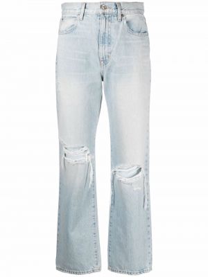 Straight fit džíny s dírami Slvrlake modré