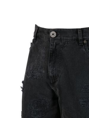 Straight fit džíny s oděrkami Balmain černé