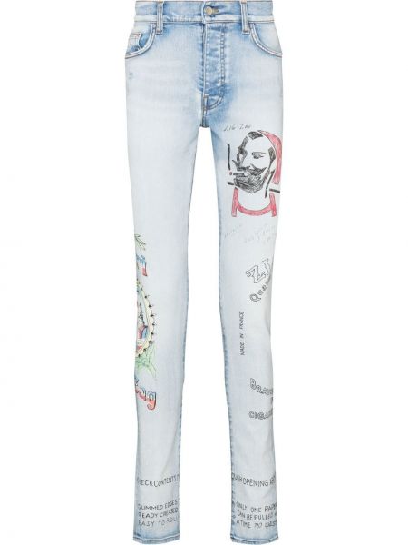 Trykt stretch jeans Amiri blå