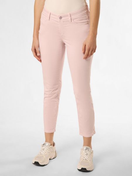 Jeansy skinny slim fit bawełniane z kieszeniami Cambio różowe