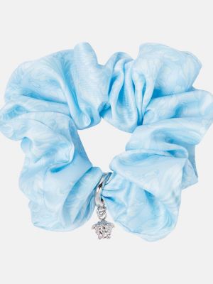 Satynowy krawat Versace niebieski