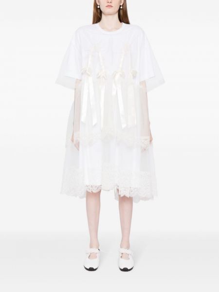 Tylové šaty s mašlí Simone Rocha bílé
