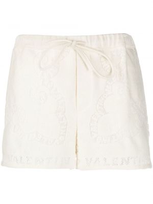 Bavlnené šortky s výšivkou Valentino biela