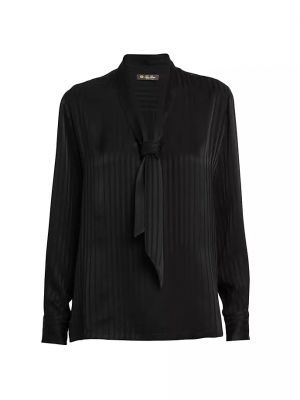 Шелковая блузка в полоску Loro Piana черная