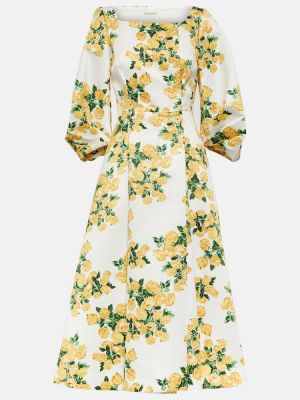 Robe mi-longue à fleurs Emilia Wickstead jaune