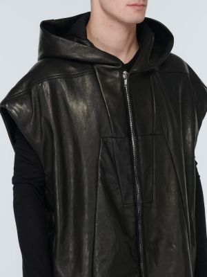 Oversized kožená bunda Rick Owens černá